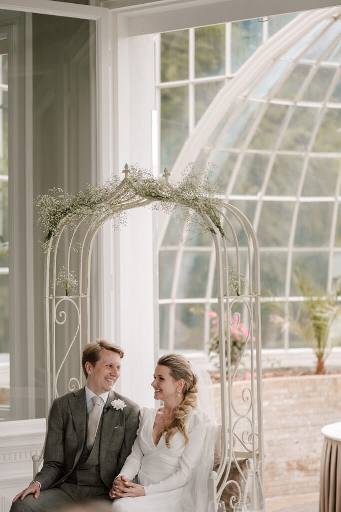 couple at orangerie elswout during ceremonie, a unique wedding venue
