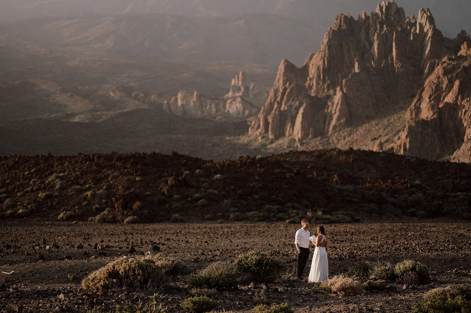 elopement photographer, couple exchanging vows on Teide volcano Tenerife